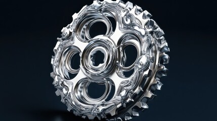 Poster - Chrome Gear Abstract Mechanical Design