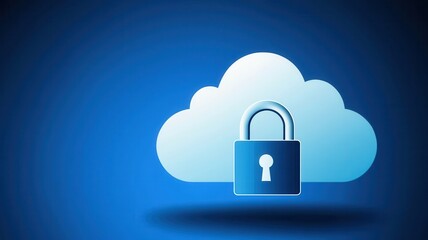 Fototapete - Cloud system service provider. Cloud icon with a padlock, symbolizing data security and privacy in digital storage.