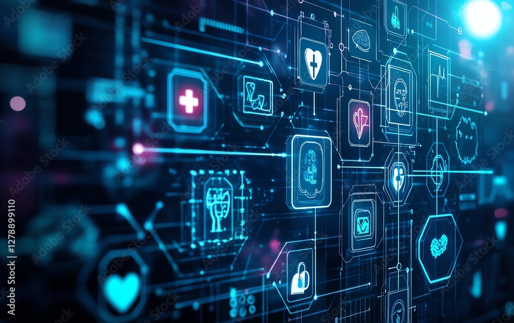 Innovative digital healthcare technology concept with futuristic ...