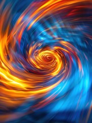 Poster - Bright, fast-moving neon colors form a vivid spiral creating a captivating and intense atmosphere with soft lighting