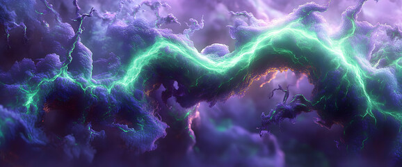 Poster - vibrant abstract background with dynamic light streaks and cosmic purple hues texture