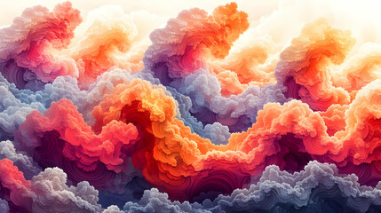 Poster - vibrant abstract background with swirling waves in orange red and purple hues