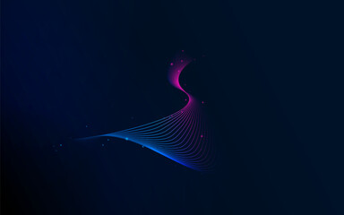 Fototapete - Abstract blue pink flowing lines background curve energy light