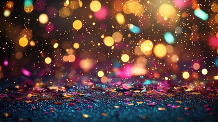 Poster - A festive banner with confetti and vibrant colors, ready for a celebratory message. 