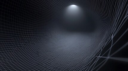 Poster - A luminous perspective of an abstract tunnel with mesh grid design