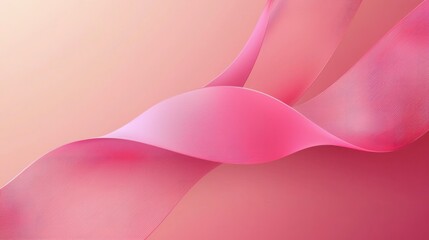 Poster - A flat design of a pink ribbon vector with clean lines and a soft gradient. 