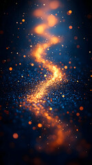 Poster - abstract blurred gold glittering lights background in dark blue with bokeh effect for celebrations