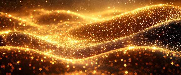 Poster - abstract golden wave background with sparkling glitter elegant shimmering design