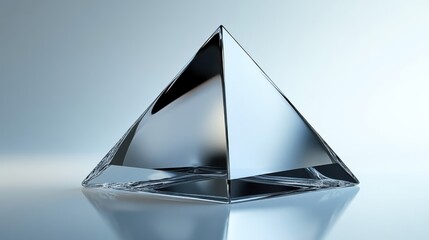 Poster - A Crystal Pyramid Reflecting Light On A Smooth Surface