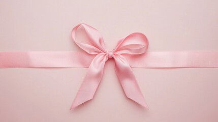 Poster - A flat lay of a pink ribbon in perfect symmetry, isolated with no distractions.