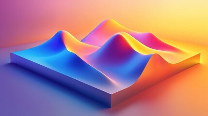 Fototapete - A broken data visualization graph with holographic cyber elements on a minimalistic banner.