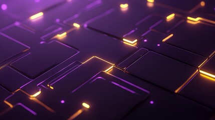 Aufkleber - Illuminated geometric structures illuminated by glowing purple and yellow lights