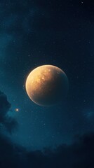 Poster - Celestial event moonrise over stars night sky digital art cosmic scene wide angle astronomy inspiration