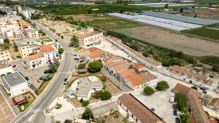 Wall Mural - Aerial view of the main square in the historic center of Scanzano Jonico, Basilicata, Italy.