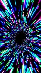 Poster - Radiant neon tunnel: dynamic light streaks racing through vivid cosmic pathway