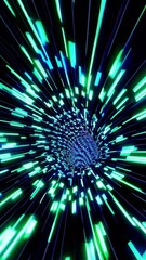 Poster - Vivid neon tunnel: dynamic journey through radiant light streaks in a futuristic vortex