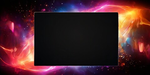 Poster - A black screen with a purple and orange background