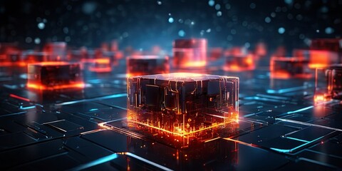 Poster - A computer chip with a red square on it