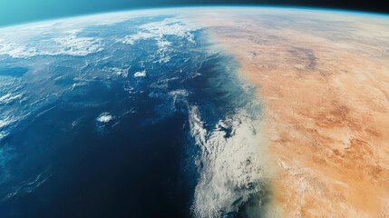 Wall Mural - A beautiful blue ocean with a white cloud in the sky