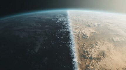 Wall Mural - A close up of the Earth with a blue and white color scheme