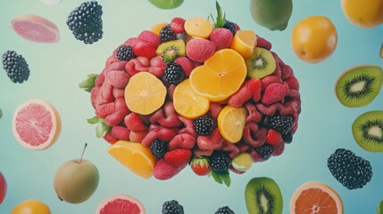 Wall Mural - Nourish Your Mind: A Healthy Brain Concept with Fresh and Vibrant Fruits