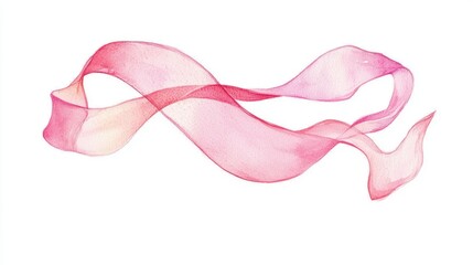 Poster - A hand-drawn pink ribbon illustration on a plain white background 