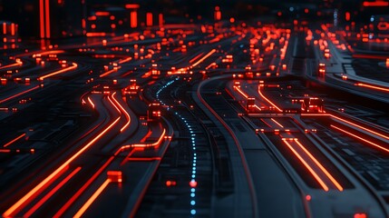 Aufkleber - abstract depiction of a futuristic cityscape at night