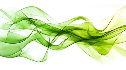 Poster - Abstract Green Waves Resembling Flowing Smoke And Swirling Motion