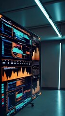Poster - Dynamic data analysis on a futuristic digital display in motion