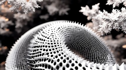 Poster - A White Fractal Structure with Sharp Spikes and Holes is Shown