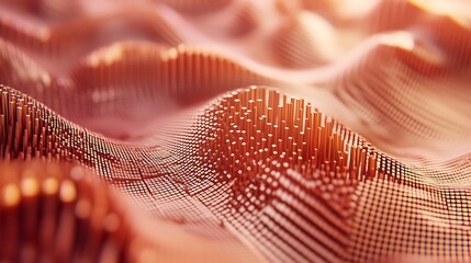 Poster - Conceptual golden digital landscape with detailed abstract surface design