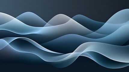 Poster - Abstract blue flowing waves against a dark blue background