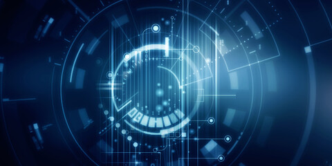 Poster - 2d illustration abstract futuristic electronic circuit technology background