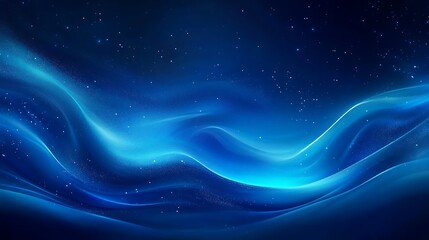 Poster - Beautiful Blue Abstract Waves With Stars And Dark Background