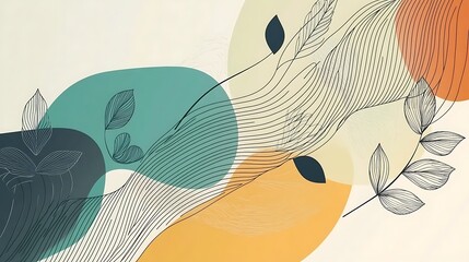 Poster - Abstract floral arrangement with organic shapes and lines is presented
