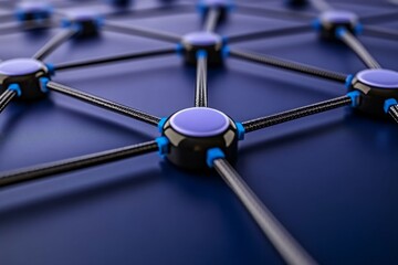 Aufkleber - Abstract connected dots and lines on blue background Communication and technology network concept with moving lines and dots