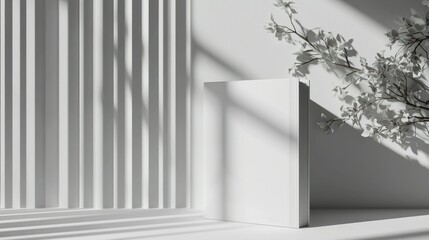 Poster - A minimalistic 3D book with clean lines and a monochromatic color scheme 