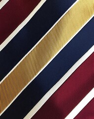 Poster - A close-up of the texture and color of a burgundy, navy blue, white, and gold striped tie pattern. Father's Day, Men's Day