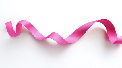Poster - A minimalistic pink ribbon vector with sharp edges, isolated on white. 