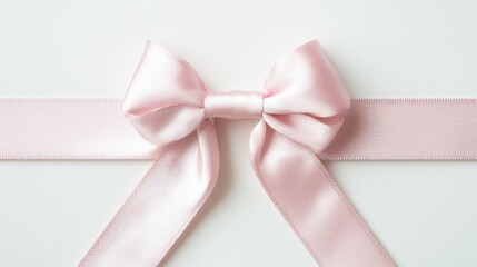 Poster - A neatly tied pink ribbon bow on a clean white surface. 