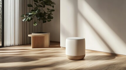 Poster - The room features a plant and furniture elements gracefully arranged