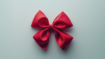 Poster - A perfectly tied red ribbon bow, isolated on a white surface. 