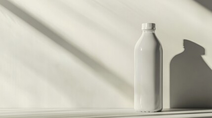 Poster - Mockup of an empty reusable water bottle on a flat surface with neutral background
