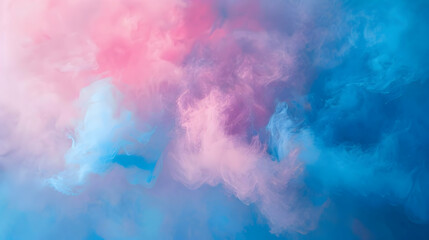 Poster - Soft pastel clouds blending pink and blue hues in a serene abstract background