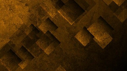 Poster - Dark orange squares geometric grunge abstract background. Seamless looping technology retro motion design. Video animation Ultra HD 4K 3840x2160