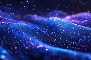 Wall Mural - Abstract blue and purple particle wave background.