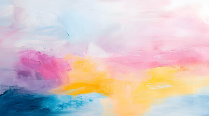 Poster - Abstract landscape painting with soft colors blending in the sky and horizon
