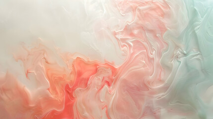 Poster - Abstract fluid art with soft pastel colors swirling in a dreamy composition