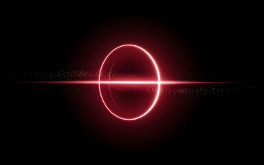 Poster - red geometric ring in darkness: a striking red geometric ring, radiating with a soft glow, dominates