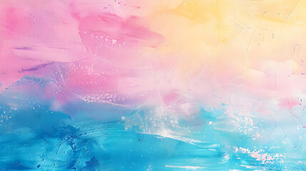 Poster - Abstract gradient painting with soft pink, yellow, and blue hues blending seamlessly